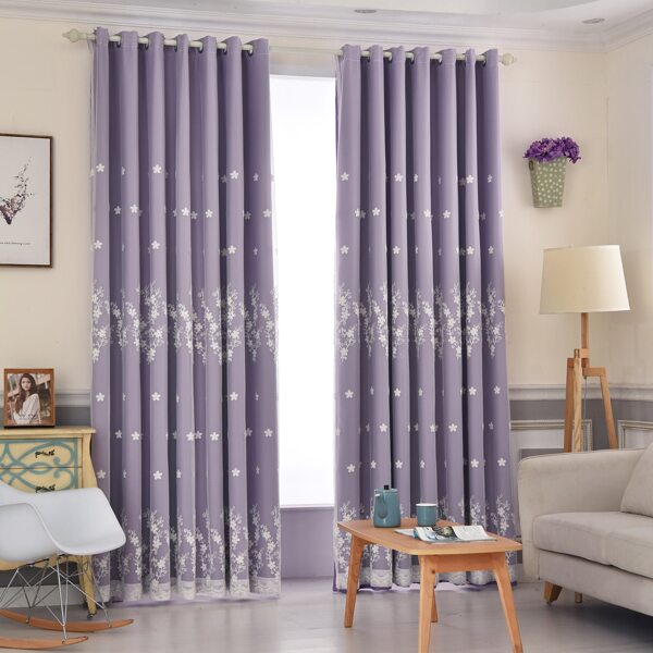 

Flower Pattern Single Panel Curtain, Purple