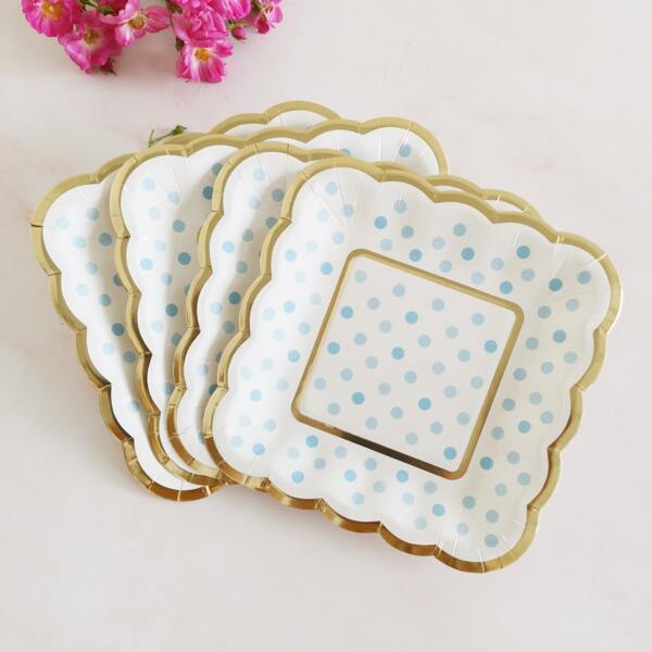 

8pcs Polka Dot Pattern Disposable Plate, Multicolor
