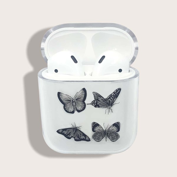 

Прозрачный чехол для Airpods с узором бабочки