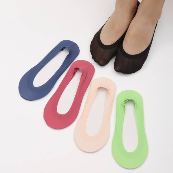 

5pairs Invisible Mesh Socks, Multicolor