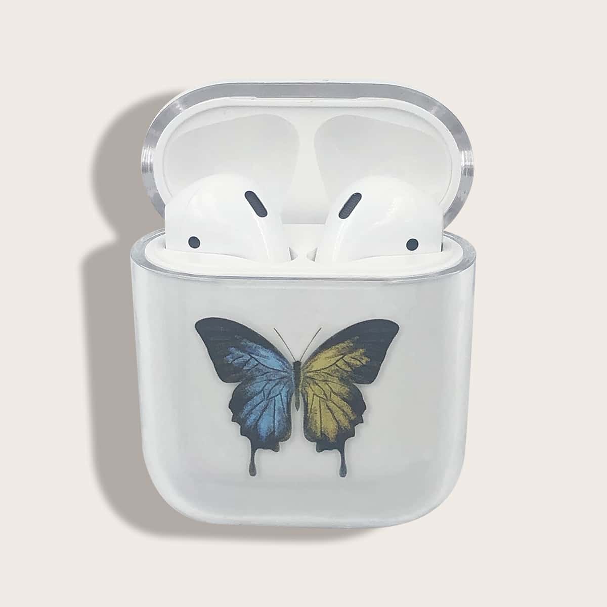 

Two Tone Butterfly Pattern Airpods Case, Clear