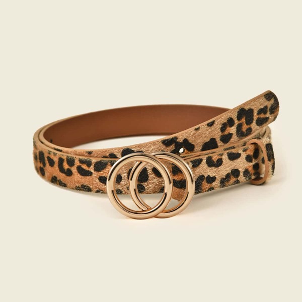 

Leopard Pattern Belt, Brown