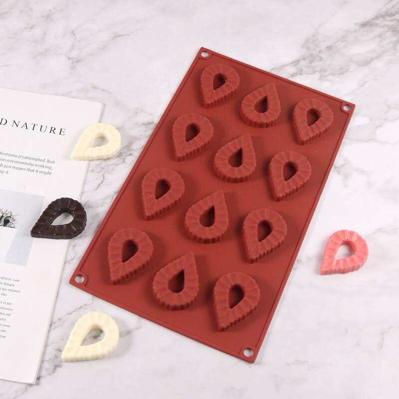 

1pc 12 Grid Water Drop Biscuit Mold, Burgundy