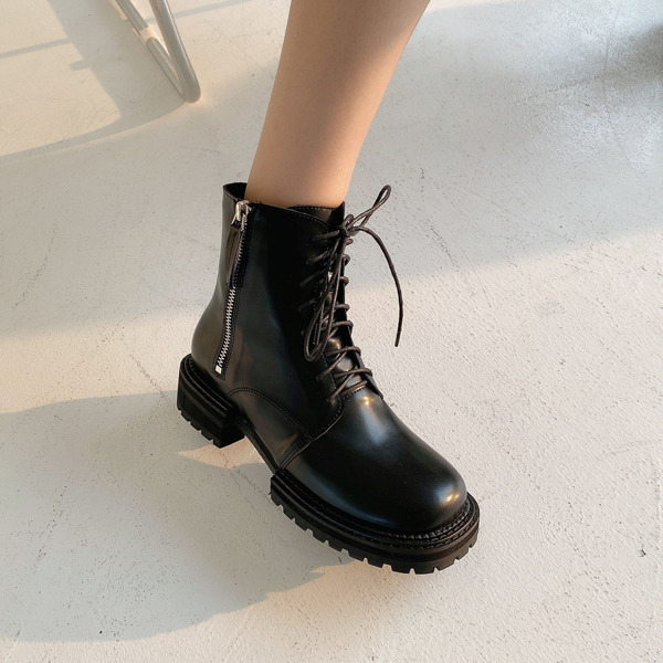 

Lace-up Front Combat Boots, Black