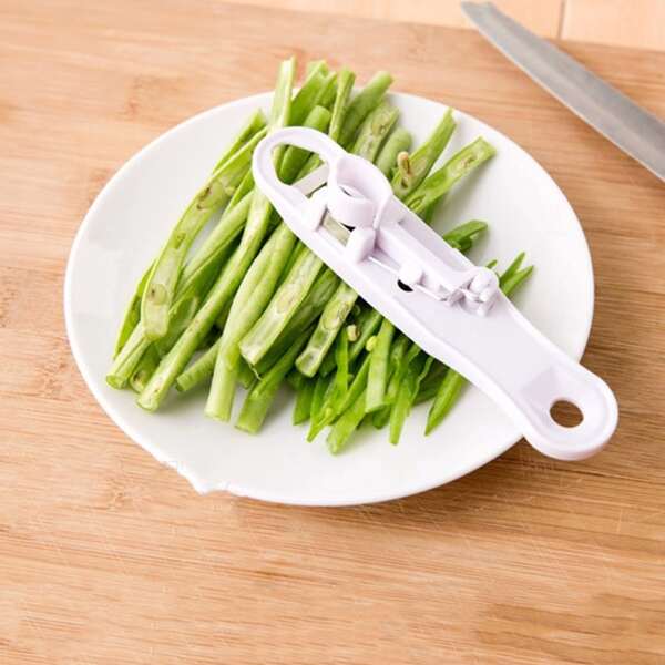 

1pc Kitchen Bean Slicer, White