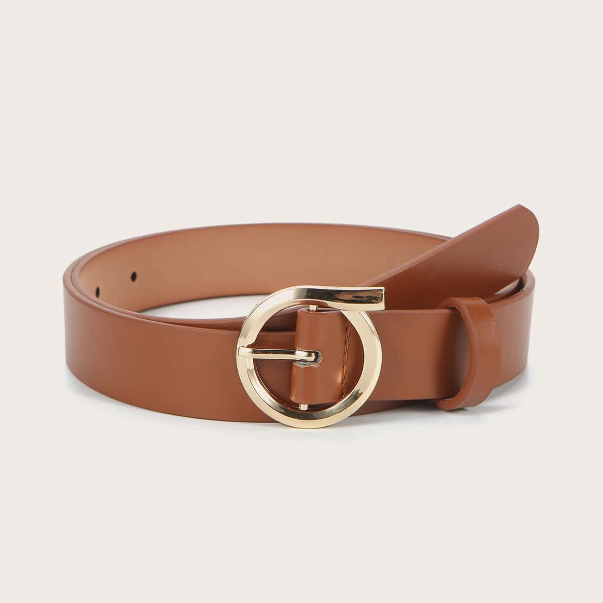 

Faux Leather O-Ring Buckle Belt, Brown