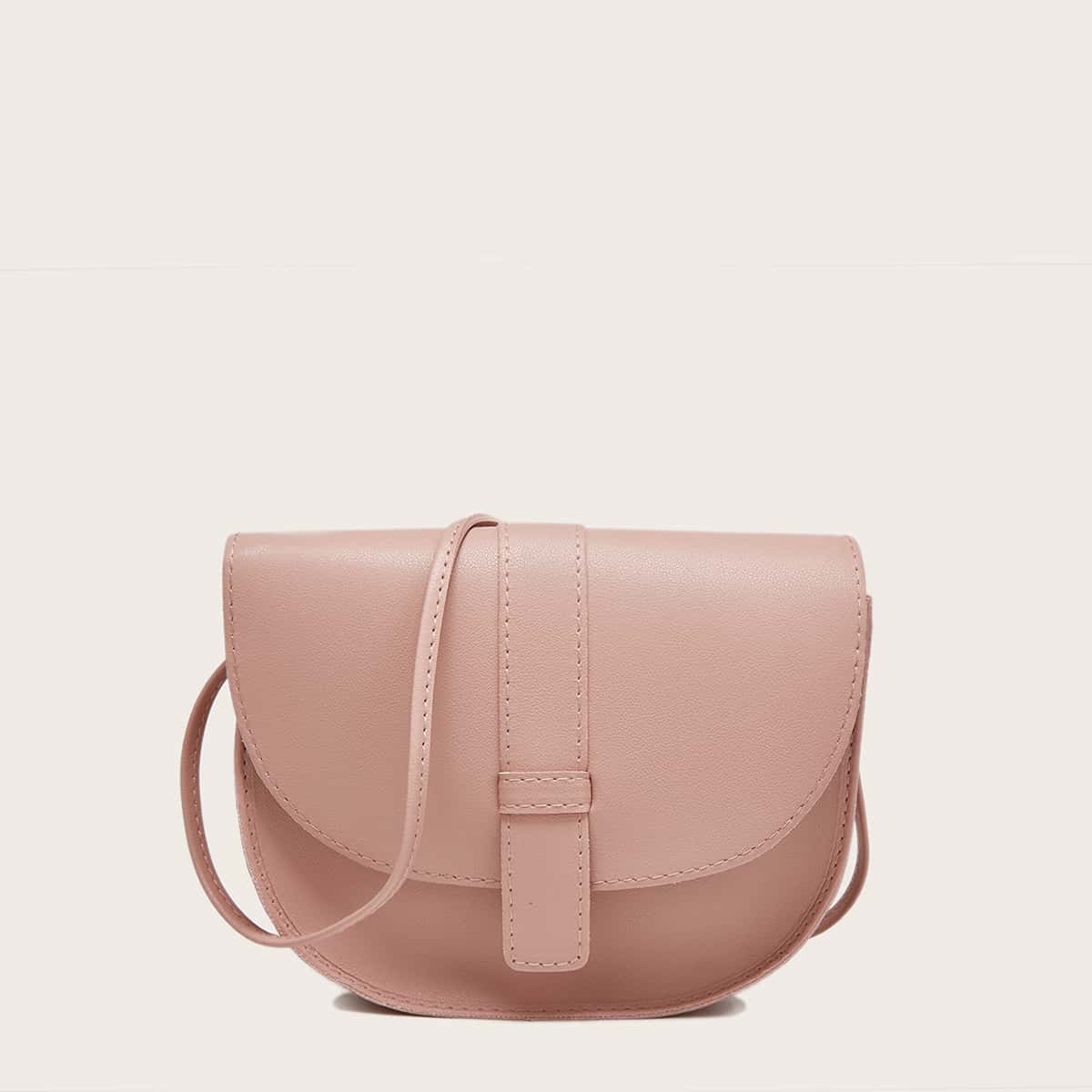 

Minimalist Flap Saddle Bag, Pink