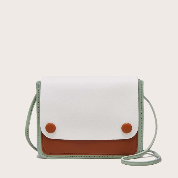 

Colorblock Flap Crossbody Bag, Green