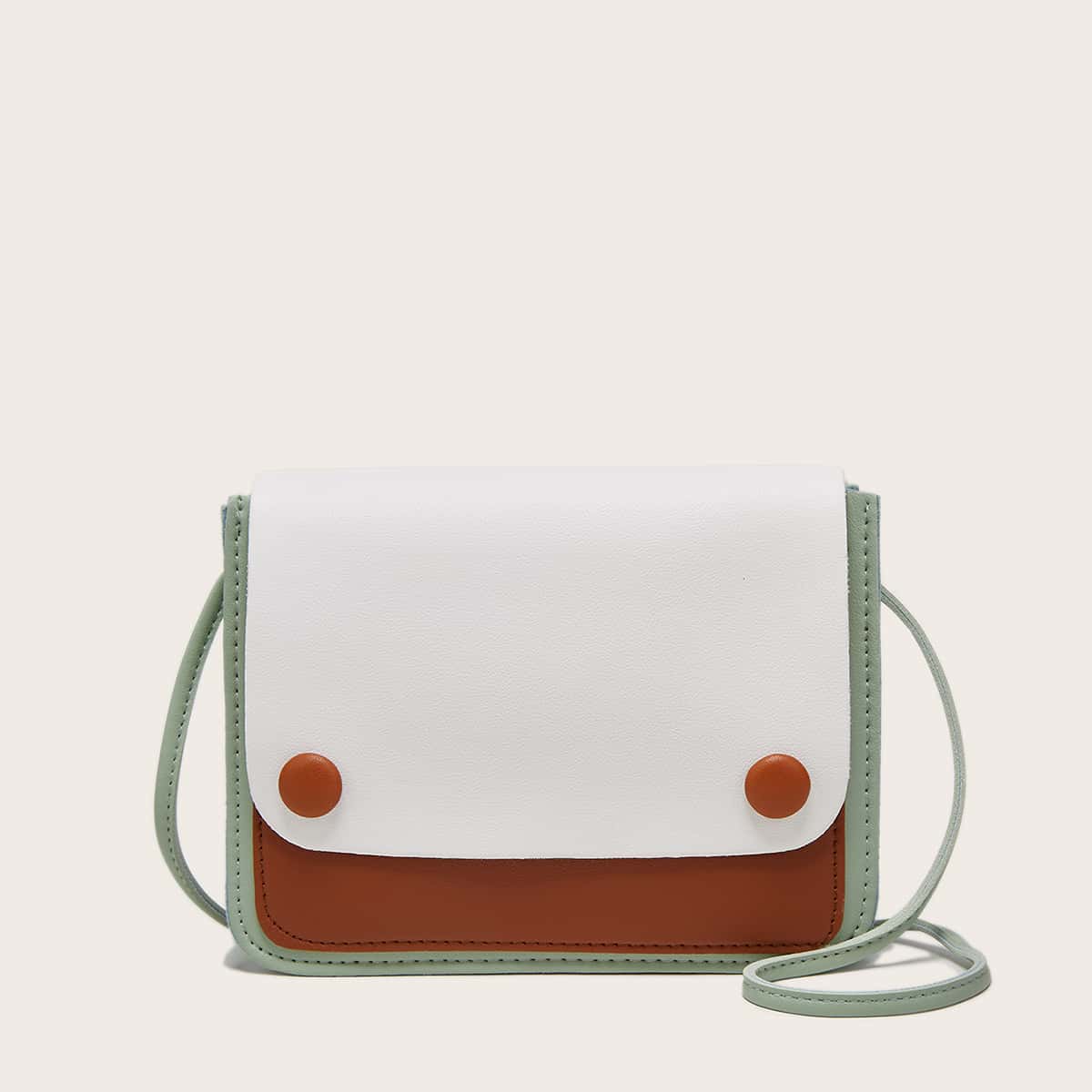 

Colorblock Flap Crossbody Bag, Green