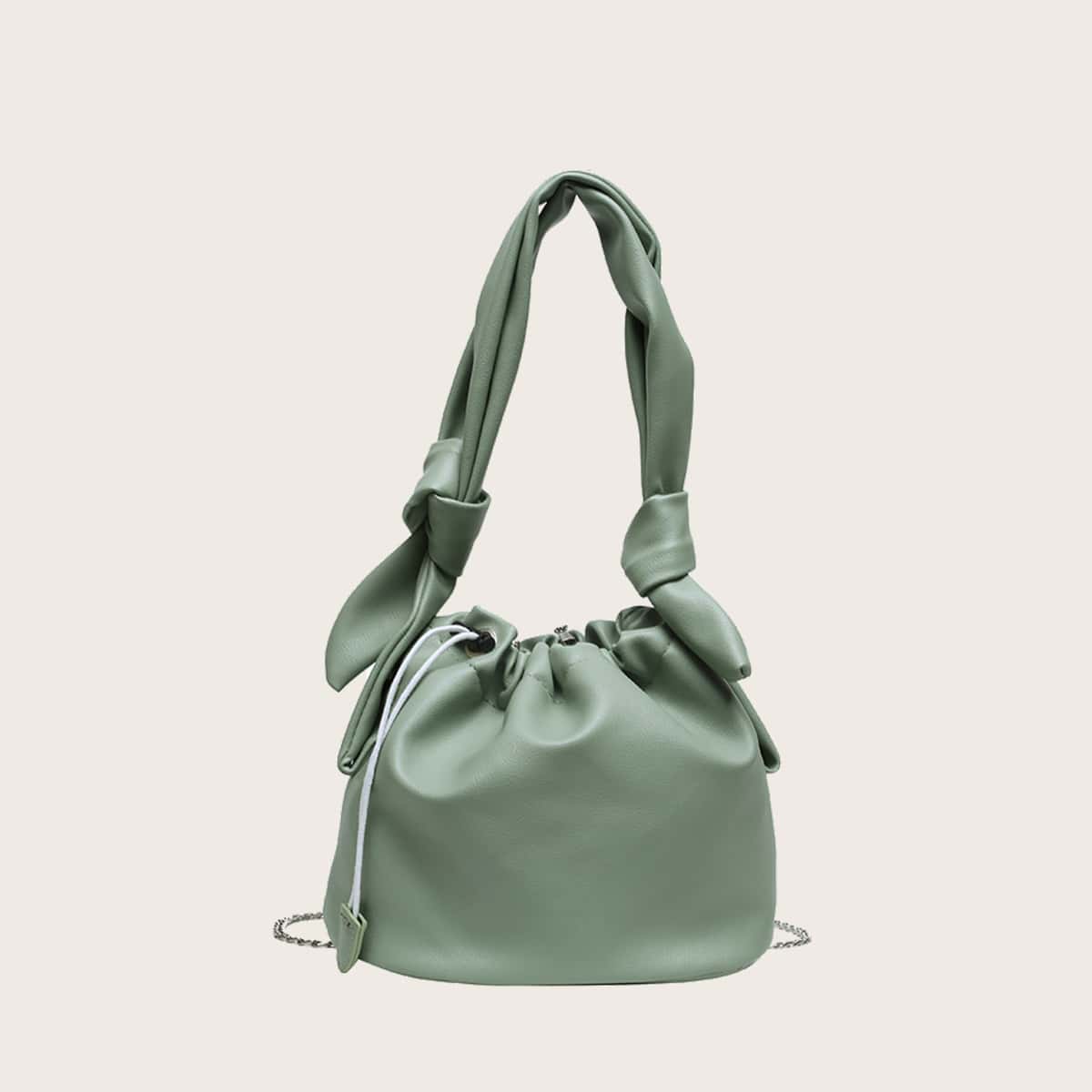 

Drawstring Chain Decor Bucket Bag, Green