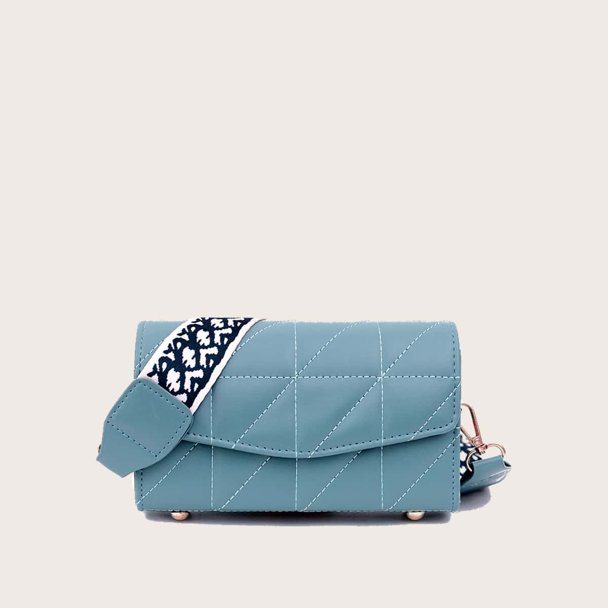 

Quilted Flap Crossbody Bag, Blue