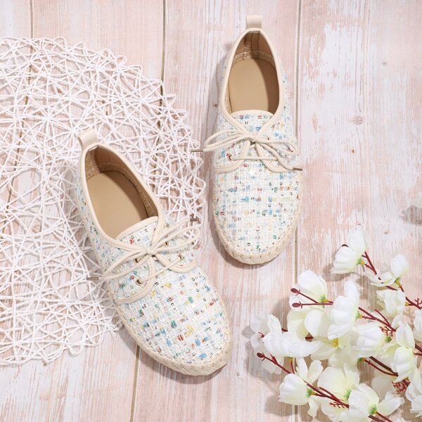 

Lace-up Front Espadrille Flats, Multicolor