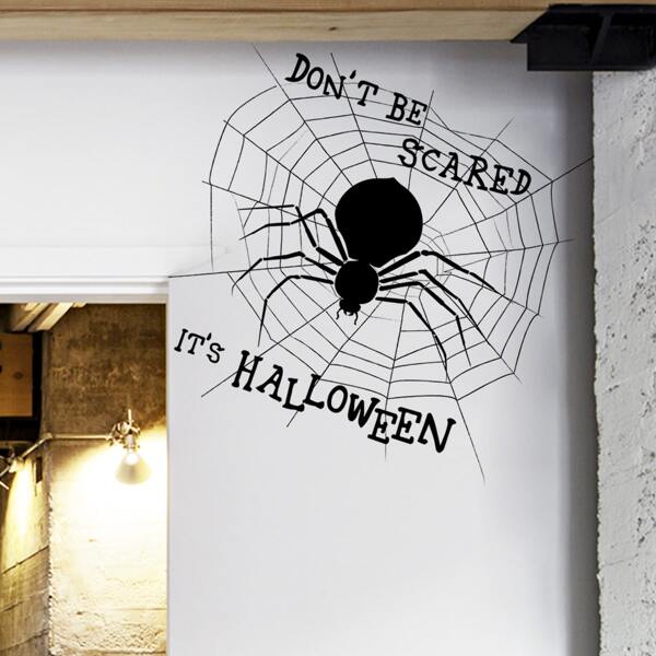 

Halloween Spider Print Wall Sticker, Black