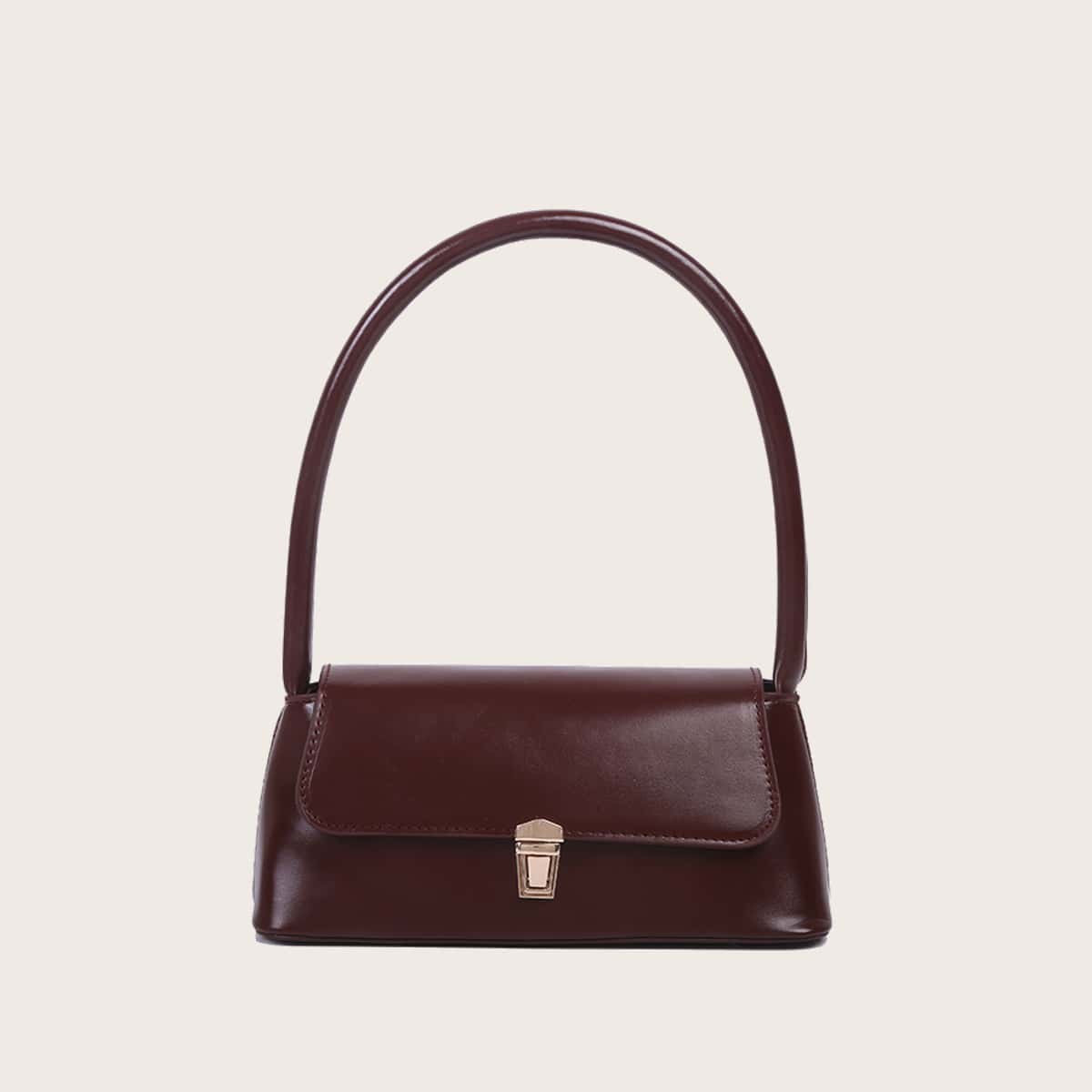 

Minimalist Flap Baguette Bag, Brown
