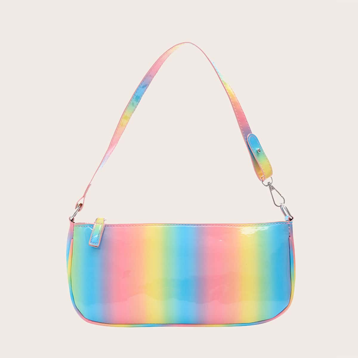 

Ombre Rainbow Stripe Baguette Bag, Multicolor