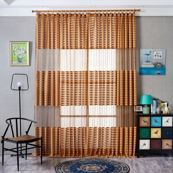 

Striped Pattern Single Panel Curtain, Brown