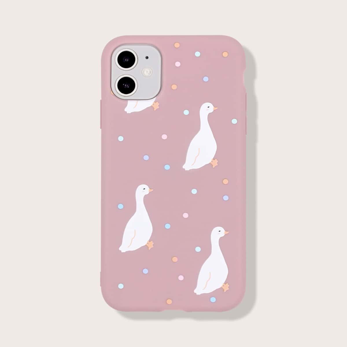 

Duck Cartoon Graphic iPhone Case, Pink