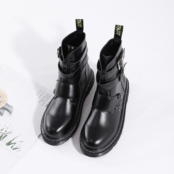 

Buckle Decor Wide Fit Boots, Black