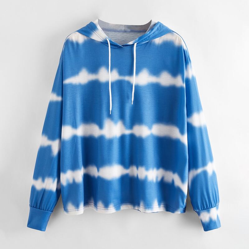 

Tie Dye Drawstring Hoodie, Blue