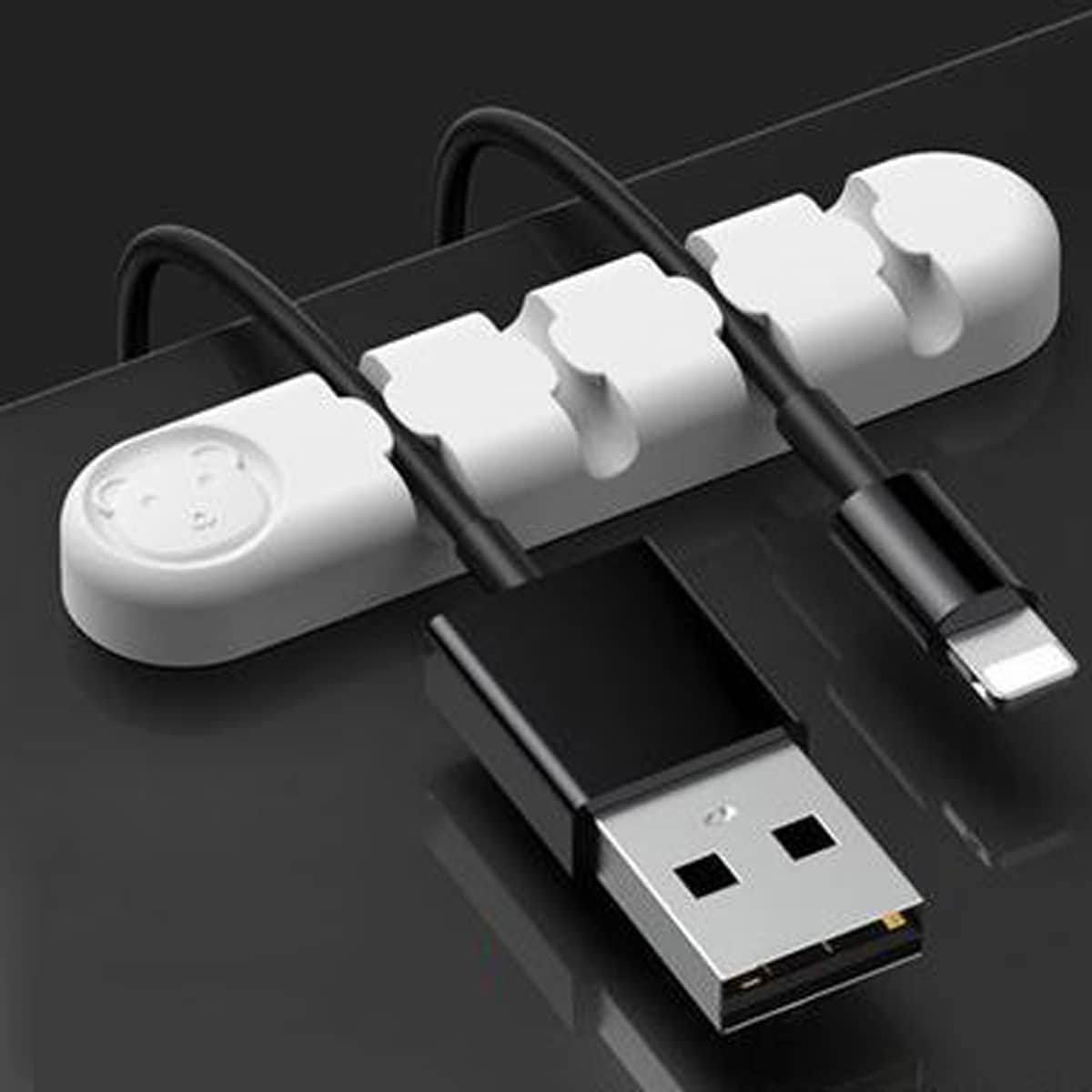 

1pc USB Cable Clip Organizer, White