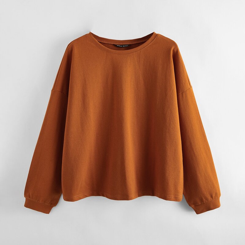 

Solid Drop Shoulder Pullover, Ginger