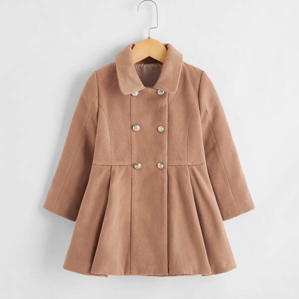 

Toddler Girls Double Breasted A-line Peacoat, Apricot