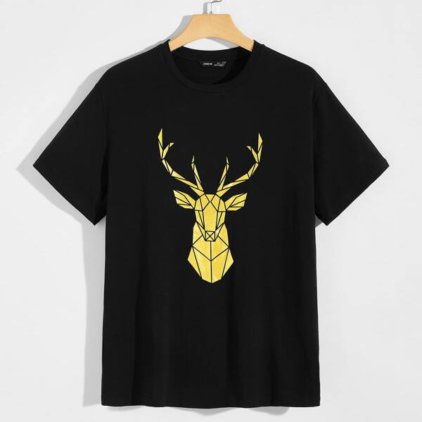 

Men Elk Print Tee, Black