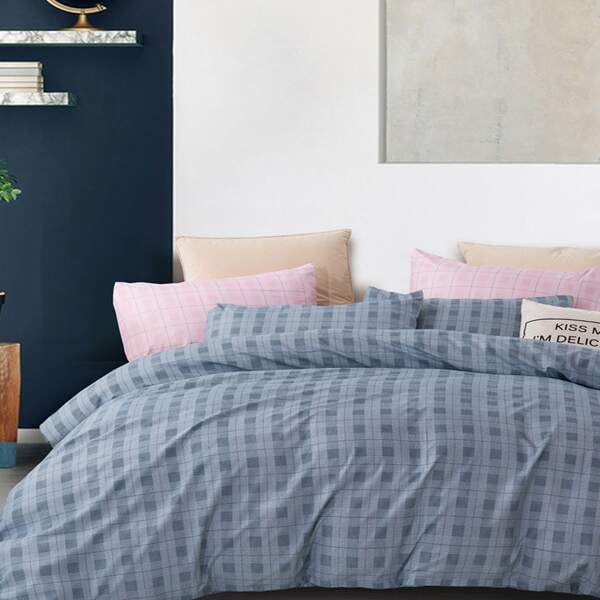 

Plaid Pattern Bedding Set Without Filler, Blue
