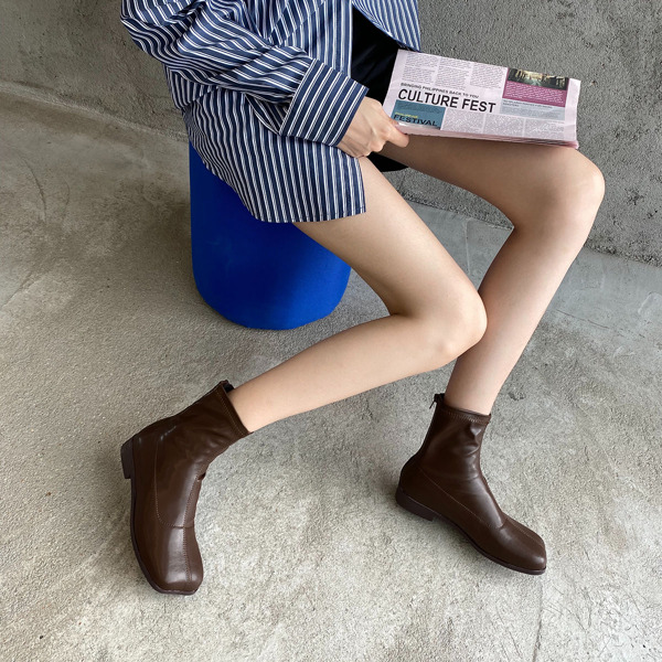 

Square Toe Ankle Boots, Brown