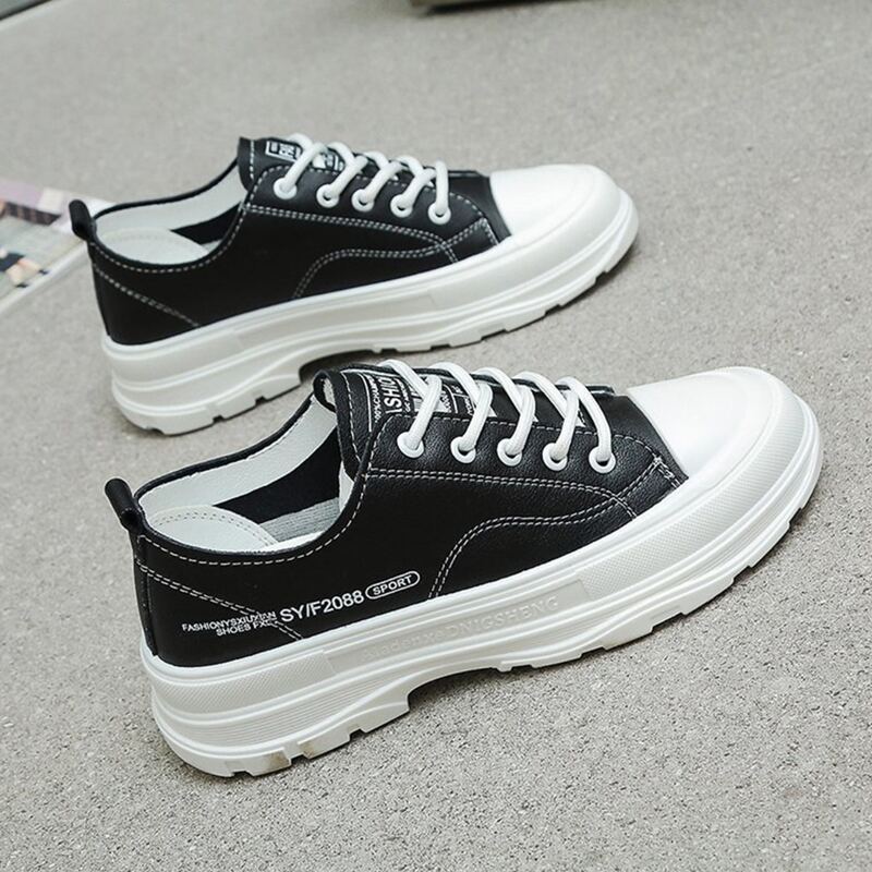 

Letter Lace-up Flatform Sneakers, Black