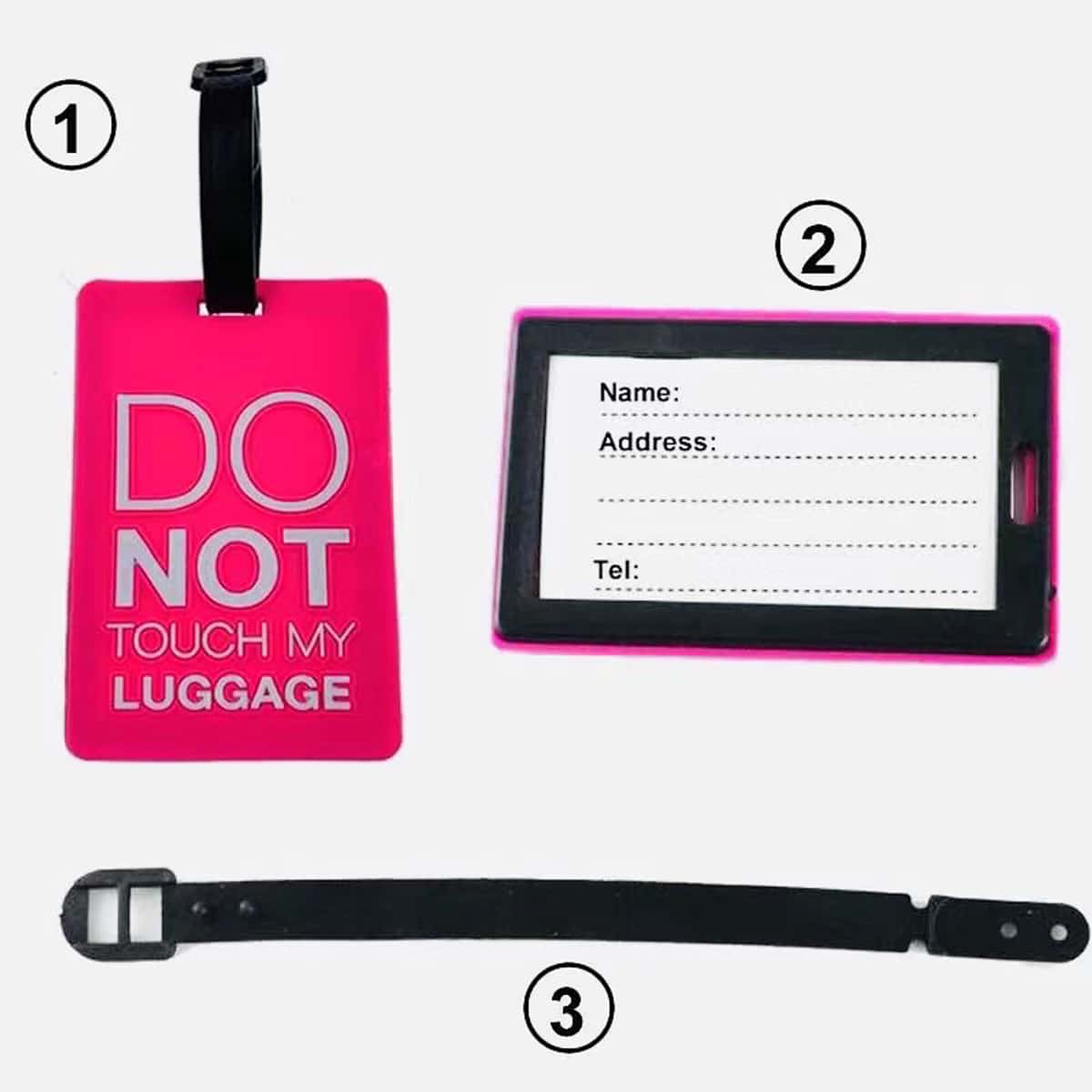 

Slogan Graphic Luggage Tag, Hot pink