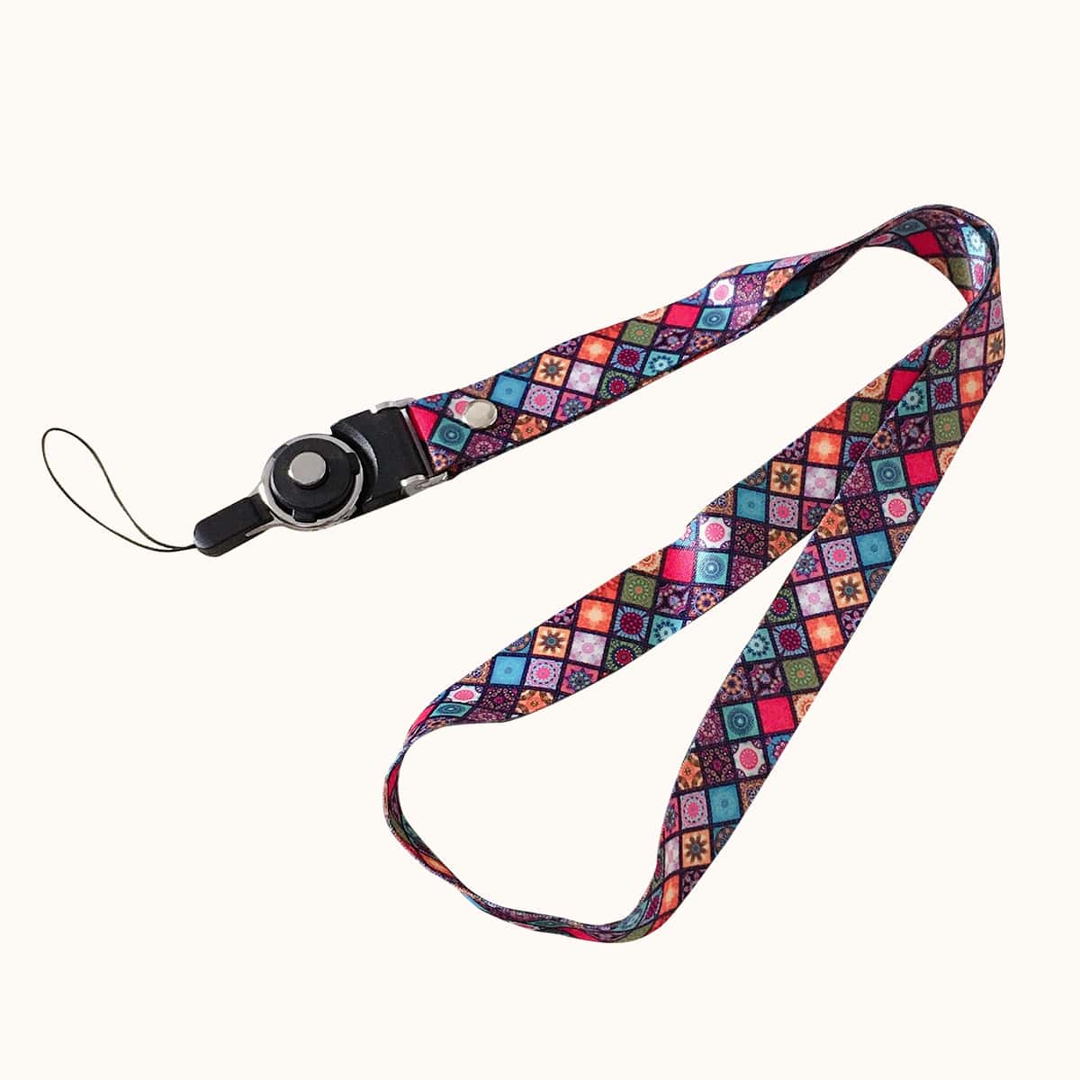 

1pc Geo Print Lanyard, Multicolor