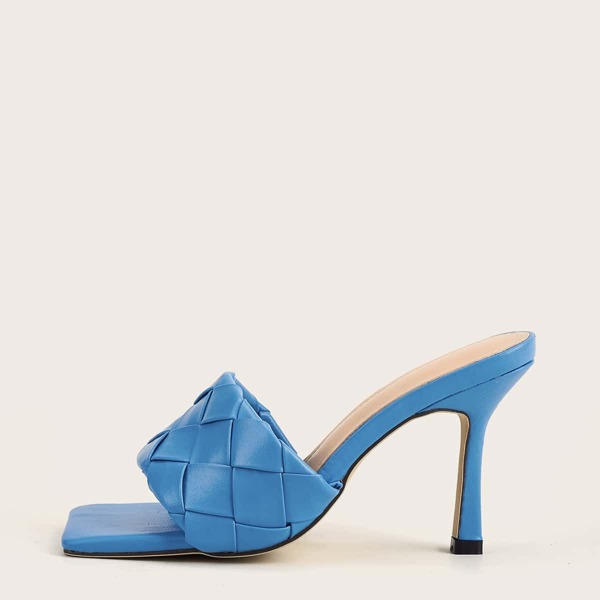 

Open Toe Braided Band Heeled Mules, Blue