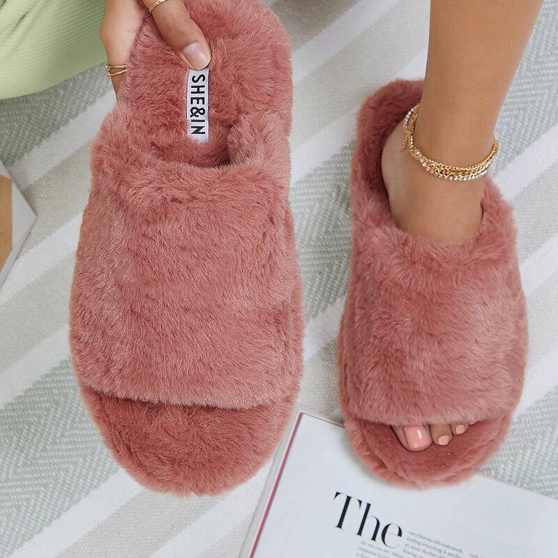 

Footbed Open-Toe Slippers, Dusty pink