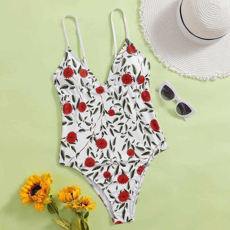 

Floral Cami One Piece Swimsuit, Multicolor