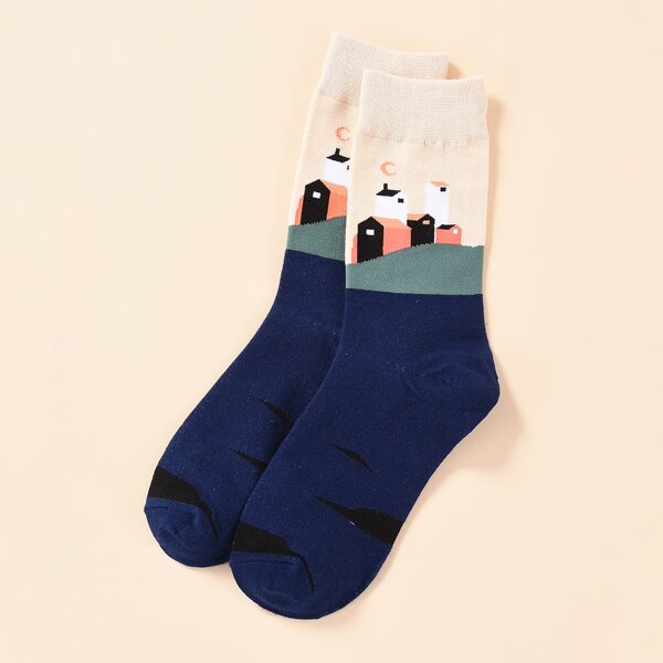 

Men Cartoon Graphic Socks, Multicolor