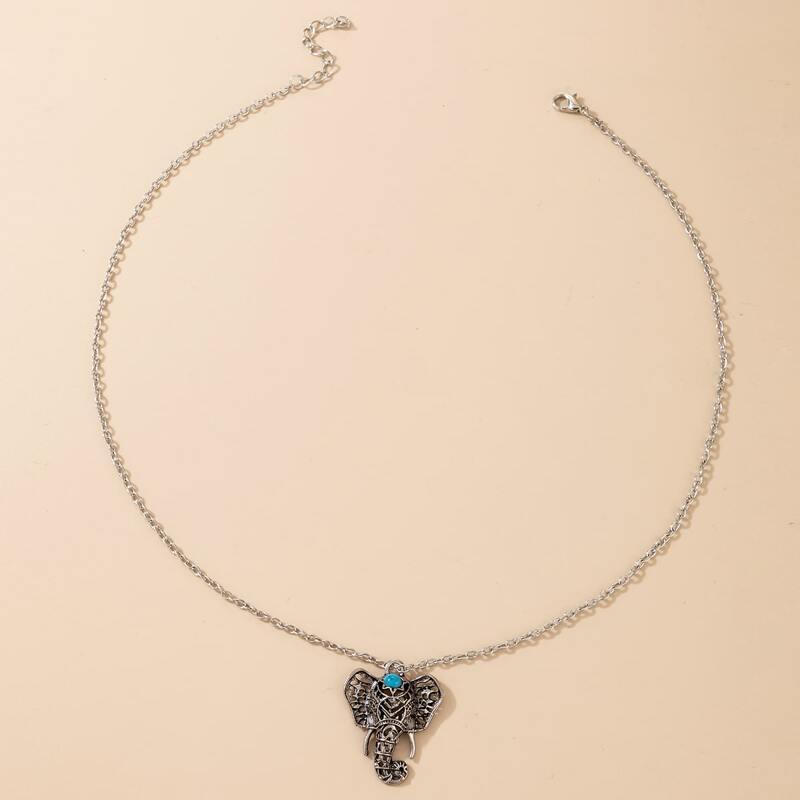 

Elephant Pendant Chain Necklace, Silver