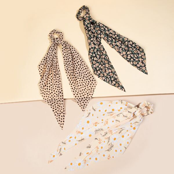 

3pcs Ditsy Floral Pattern Scrunchie Scarf, Multicolor