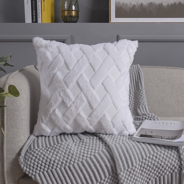 

Plush Cushion Cover Without Filler, White