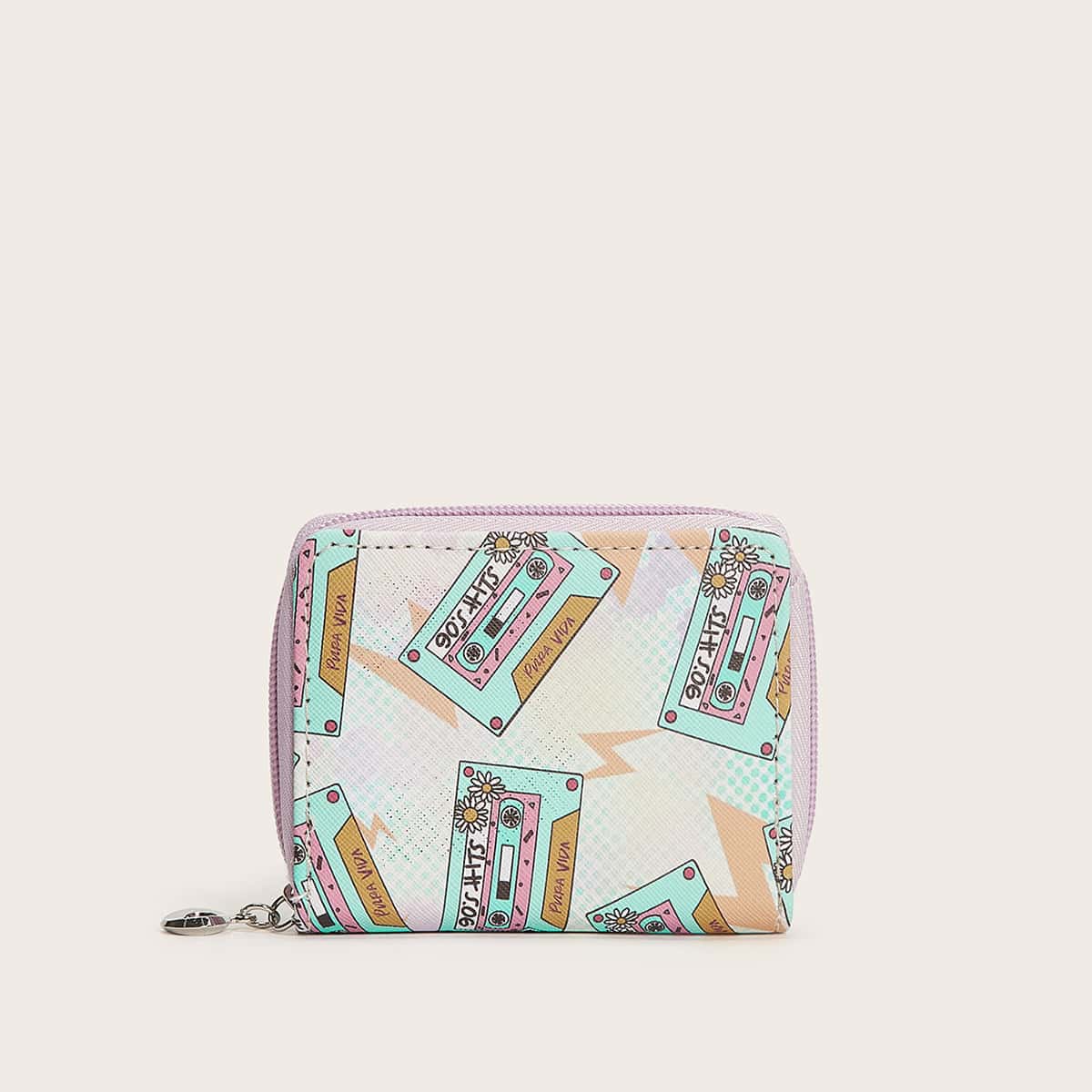 

Cassette Tape Print Purse, Multicolor