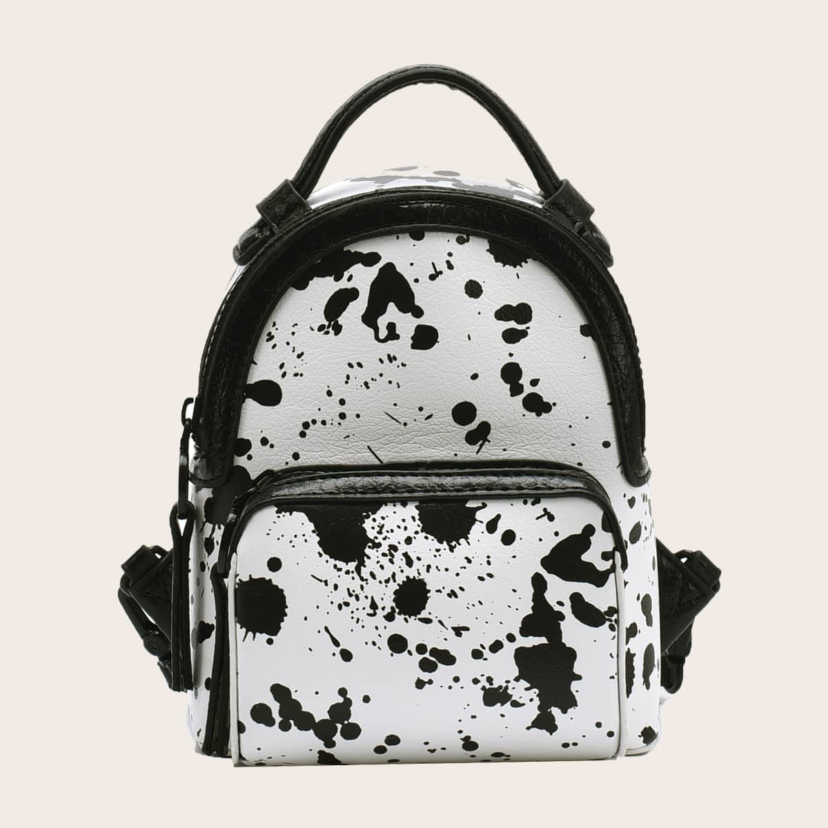 

Two Tone Pocket Front Backpack, Black and white