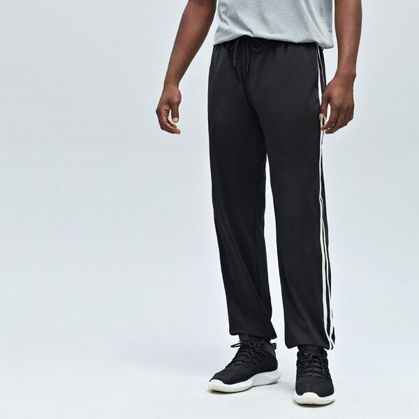 

Men Striped Side Sport Pants, Black