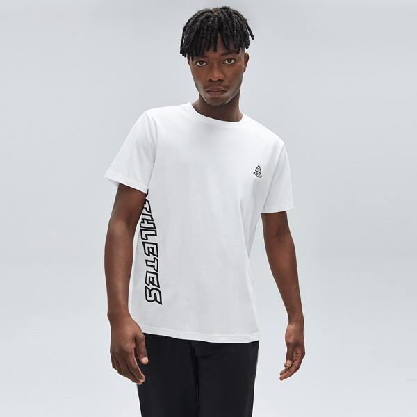

Men Letter Graphic Sports Tee, White