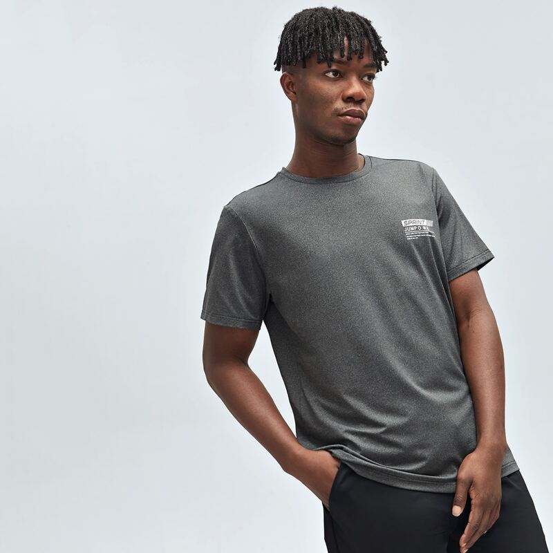 

Men Slogan Graphic Sports Tee, Dark grey