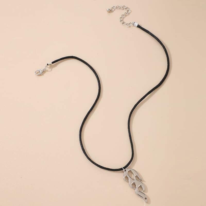 

Flame Pendant Necklace, Silver