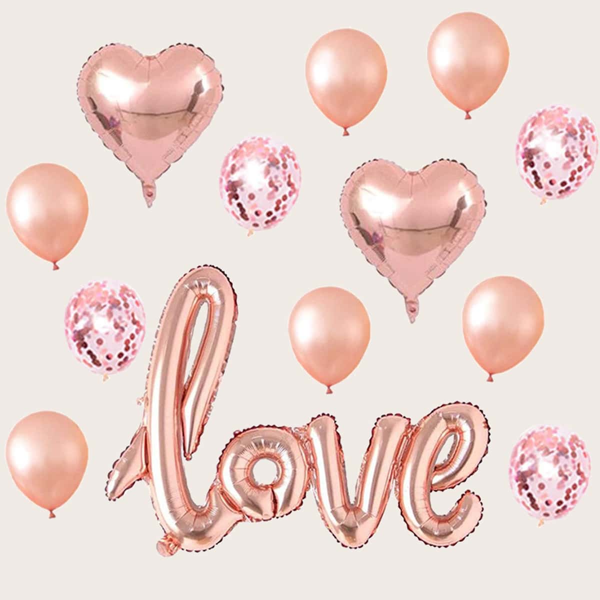 

13pcs Love Balloon Set, Rose gold