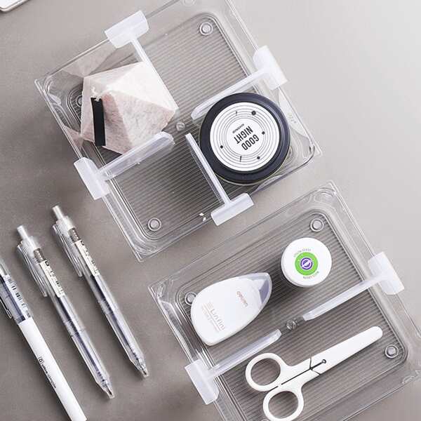 

4pcs Drawer Storage Partition Plate, Clear