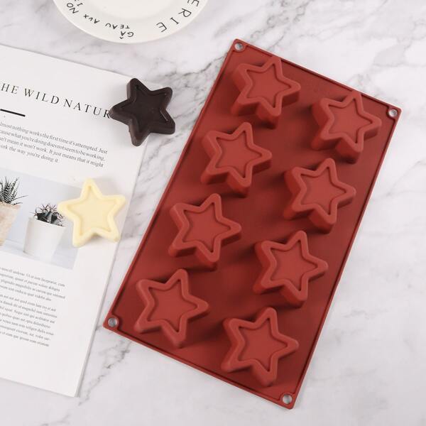 

1pc 8 Grid Star Pudding Mold, Burgundy