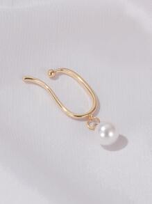 1pc Faux Pearl Pendant Ear Clip - Yellow Gold - View 2