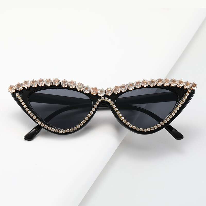 

Rhinestone Decor Cat Eye Sunglasses